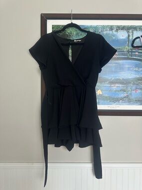 Altar’d State Black Short Sleeve Dressy Romper